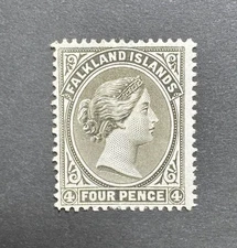 Falkland Islands SG 12 4d Olive Grey Black MINT - CAT £225