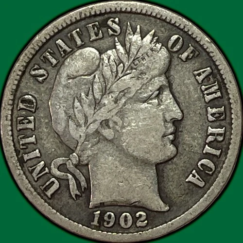 1902 Barber Dime Choice Very Fine VF+ Coin #34612