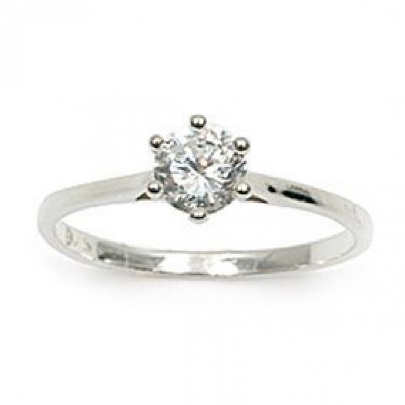 Bague solitaire zirconium argent massif 925 rhodié femme taille 60 poinçonné