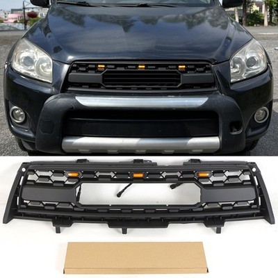 Black Front Grille Fits For TOYOTA RAV4 2009 2010 2011 2012 Upper Grille W/Led