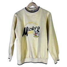 Disney Mickey  Co Mens Large Yellow Embroidered Mickey Mouse Sweatshirt Vintage