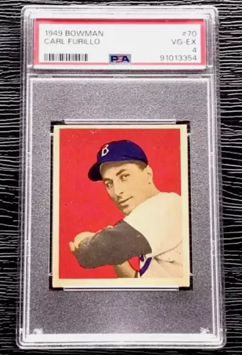 1949 BOWMAN CARL FURILLO RC #70 *NO CREASES* **AMAZING EYE APPEAL** PSA 4 VGEX 