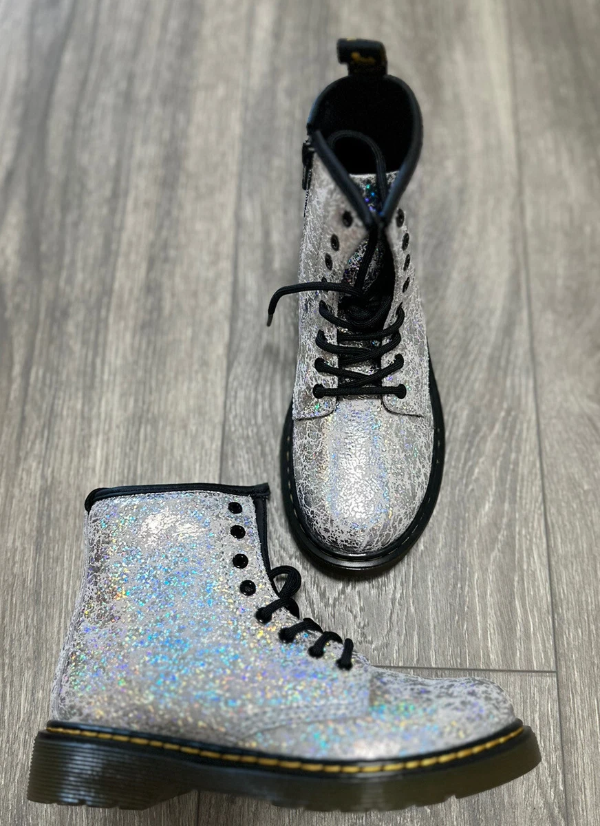 Dr martens grey best sale glitter