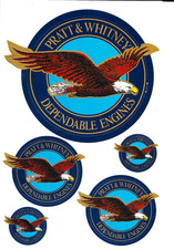 Pratt & Whitney Stickers 5 Eagle Engine 1-5in...