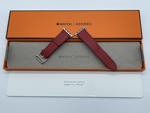 Oryginalny skórzany pasek Apple Watch Hermes ROUGE PIMENT Single Tour 49mm 46mm 45mm - Zdjęcie 1 z 21