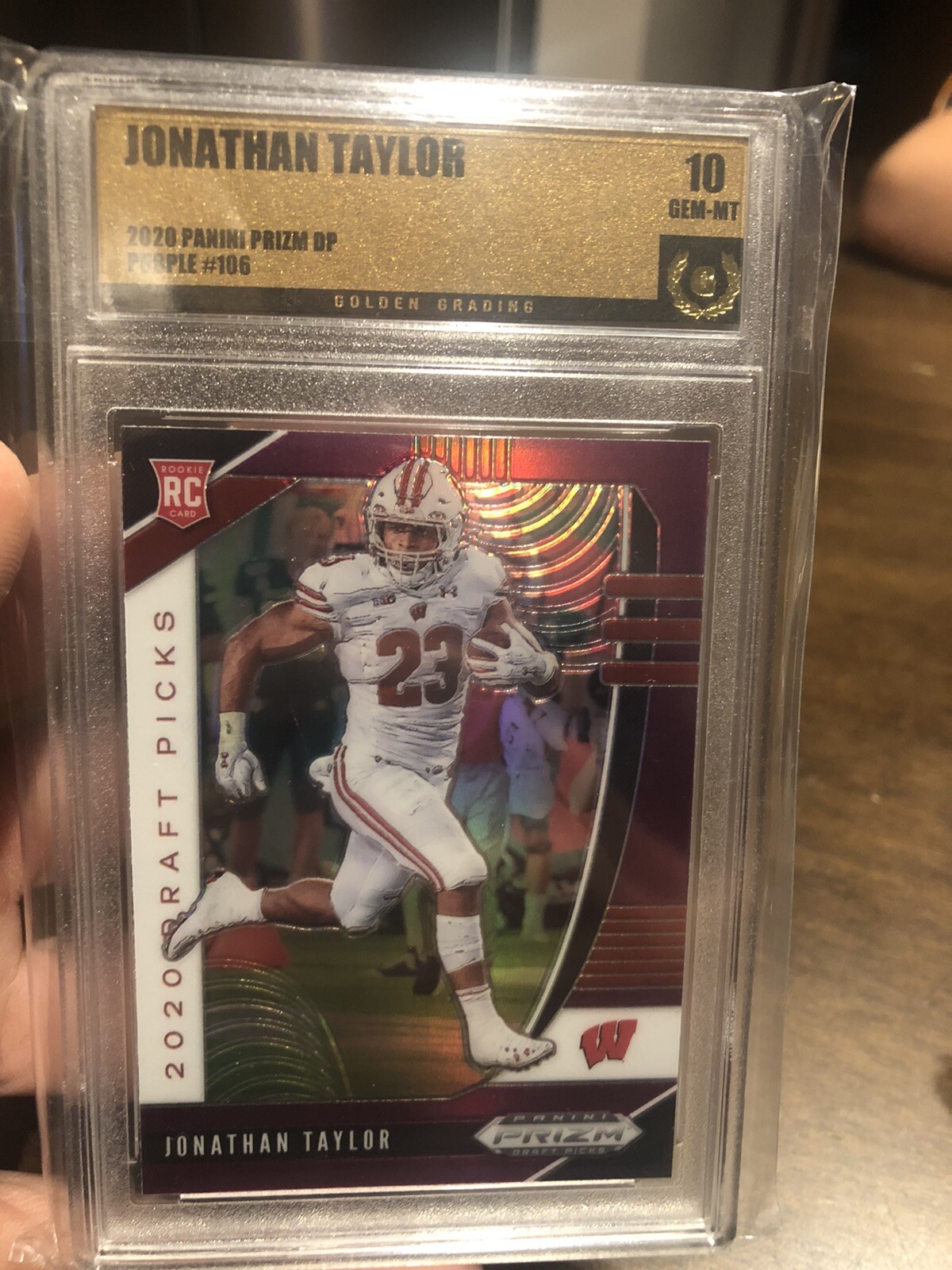 2020 PRIZM DRAFT PICKS Purple #106 JONATHAN TAYLOR RC Golden Grading 10