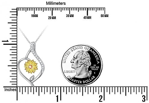STUNNING Sunflower CZ Pendant Necklace Women Chain Pendant 925 Sterling Silver - Picture 5 of 5