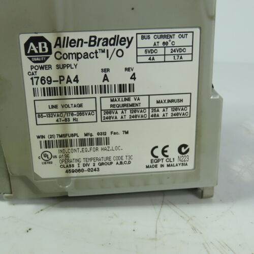 Allen Bradley 1769-PA4 Ser. A Rev.4 Kompakt I/O Netzteil - Bild 2 von 9