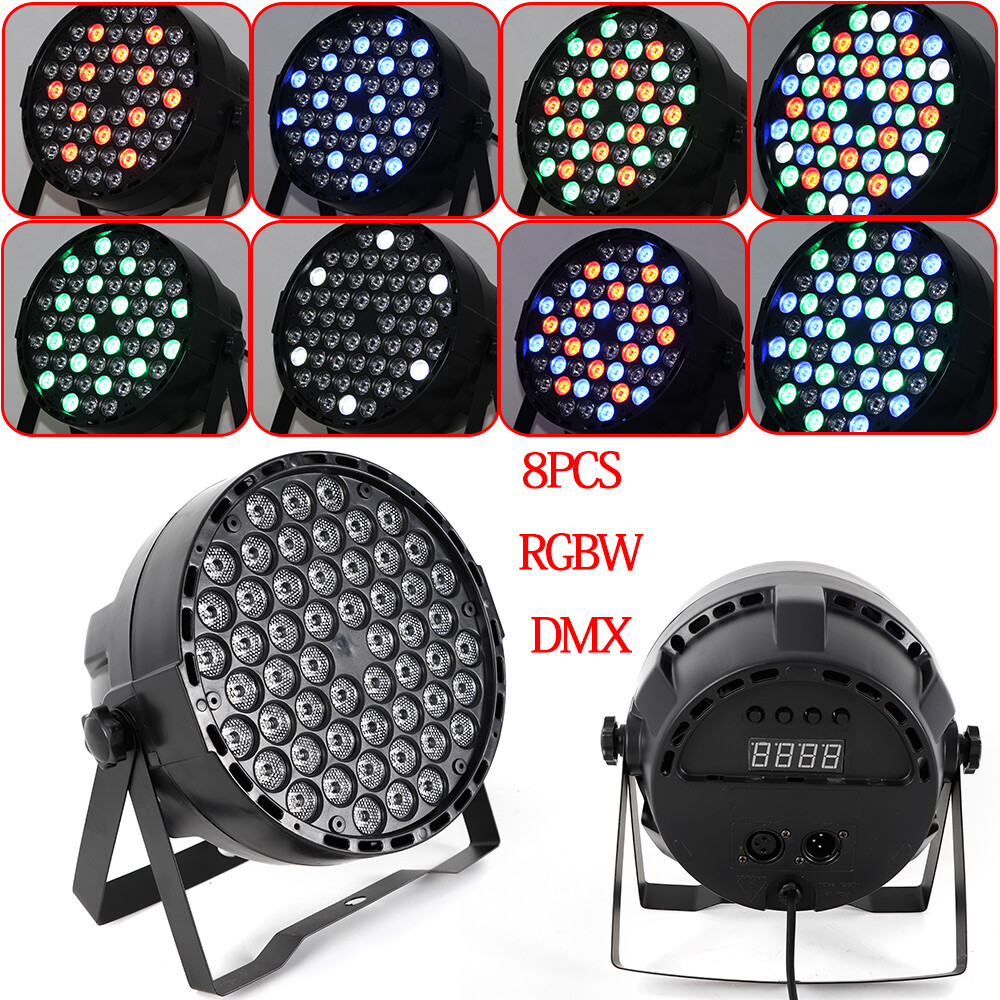 8 PCS RGBW LED Stage Light DMX 512 Flat Par Lamp Bar Club DJ Party