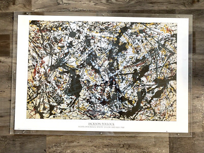 JACKSON POLLOCK Silver Over Black White Yellow & Red 1948 Print | eBay