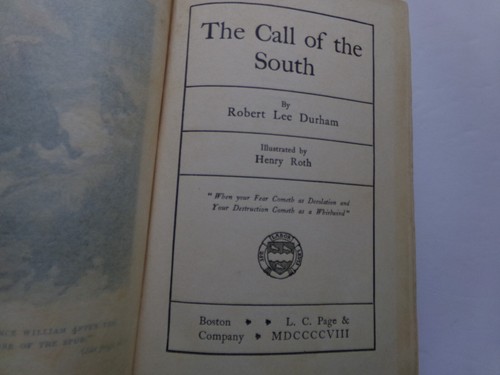 Der Ruf des Südens Robert Lee Durham HC 1908 1. Impress Anti-Mischungen - Bild 3 von 5