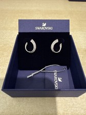 Swarovski Exist hoop earrings Small White Rhodium plated 5637563