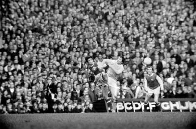 Arsenal v Manchester City Heading duel between Bob McNab and Mike - 1969 Photo