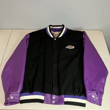 Lakers Jacket Vintage Size L Jeff Hamilton Varsity Jacket Leather Sleeves