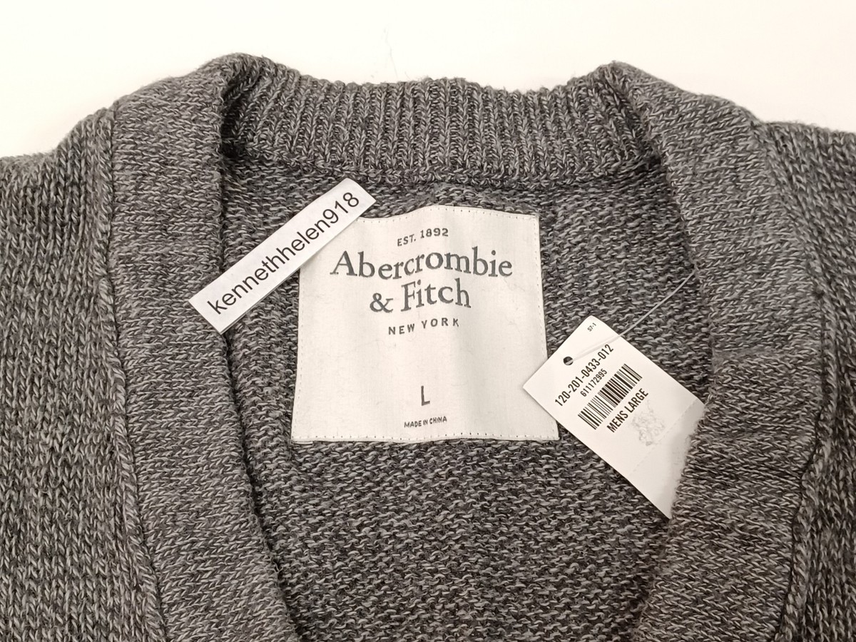 ABERCROMBIE & FITCH MACINTYRE BRIDGE CARDIGAN SWEATER GREY MENS