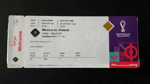 World Cup Qatar 2022 Ticket - Match 7 - MEXICO POLAND - Afbeelding 1 van 2