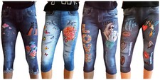 Mädchen Kinder Leggings Leggins Hose Kurzehose Capri  Neu 140 146 152 158 164