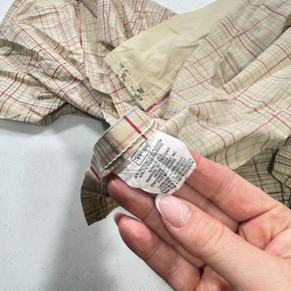 Sábana plana muelles vintage doble rojo a cuadros borde floral mezcla y2k años 90 80 Foto 3 de 4