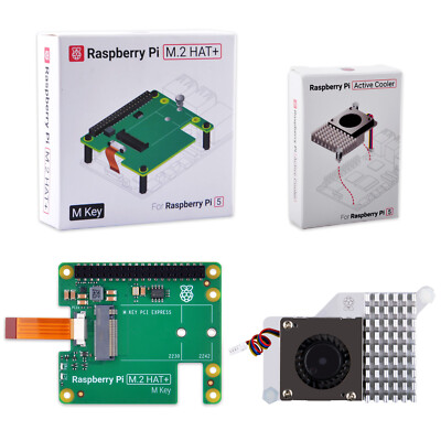 PCIe M.2 HAT+ with Raspberry Pi 5 Active Cooling Kit