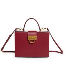 Salvatore Ferragamo Trifolio Top Handle Leather Train Case Briefcase Melograno