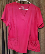Sag Harbor Women's Pink V-Neck Scrub Top Size Large NWT