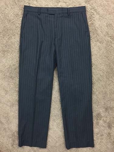 Traje CALVIN KLEIN Gris carbón Mezcla Lana Rayas Frente Plano Hombre L 32 X 30 - Imagen 5 de 7
