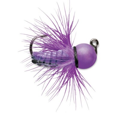 VMC Tungsten Fly Jig 1/16 oz - Glow Purple - Pack of 2 Ice Fishing Jig