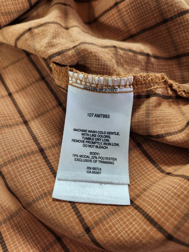 Columbia Men's Orange Black Check XCQ Performance Casual Shirt Size Medium EUC!! - Picture 7 of 12