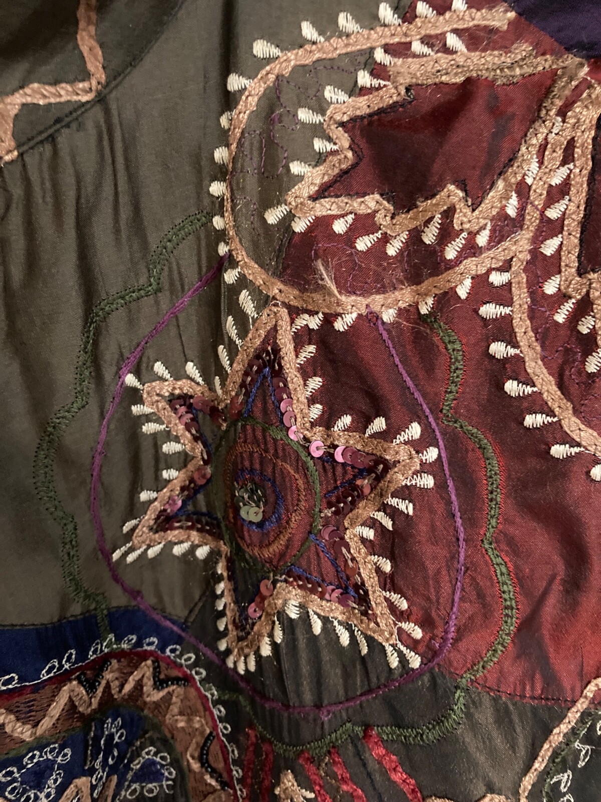 Vintage Chico's Silk Blend Patchwork Open Front B… - image 3