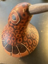 Carved Gourd  Shaker Bird approx 6.5 in. Tall