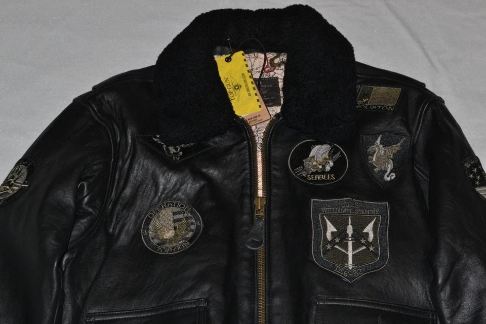 正品 TOP GUN 官方签名系列夹克皮革黑色所有尺寸全新 — 第 2/4 张图片