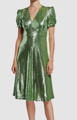 green emerald velvet dress HVN Reece Silk Dress – Amy's Finery