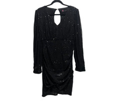 Kancy Kole Black Sequin Ruched Evening Dress Size Large