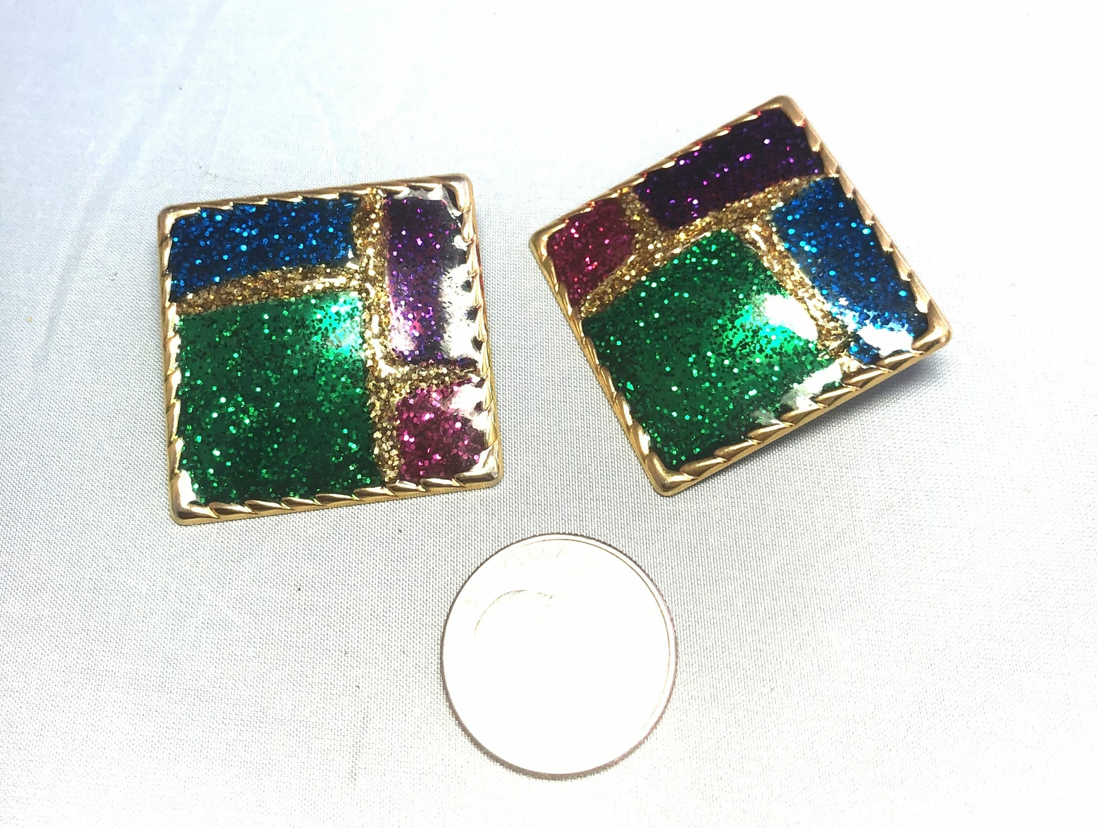 Large Square Geometric Statement Multi Color Glit… - image 2