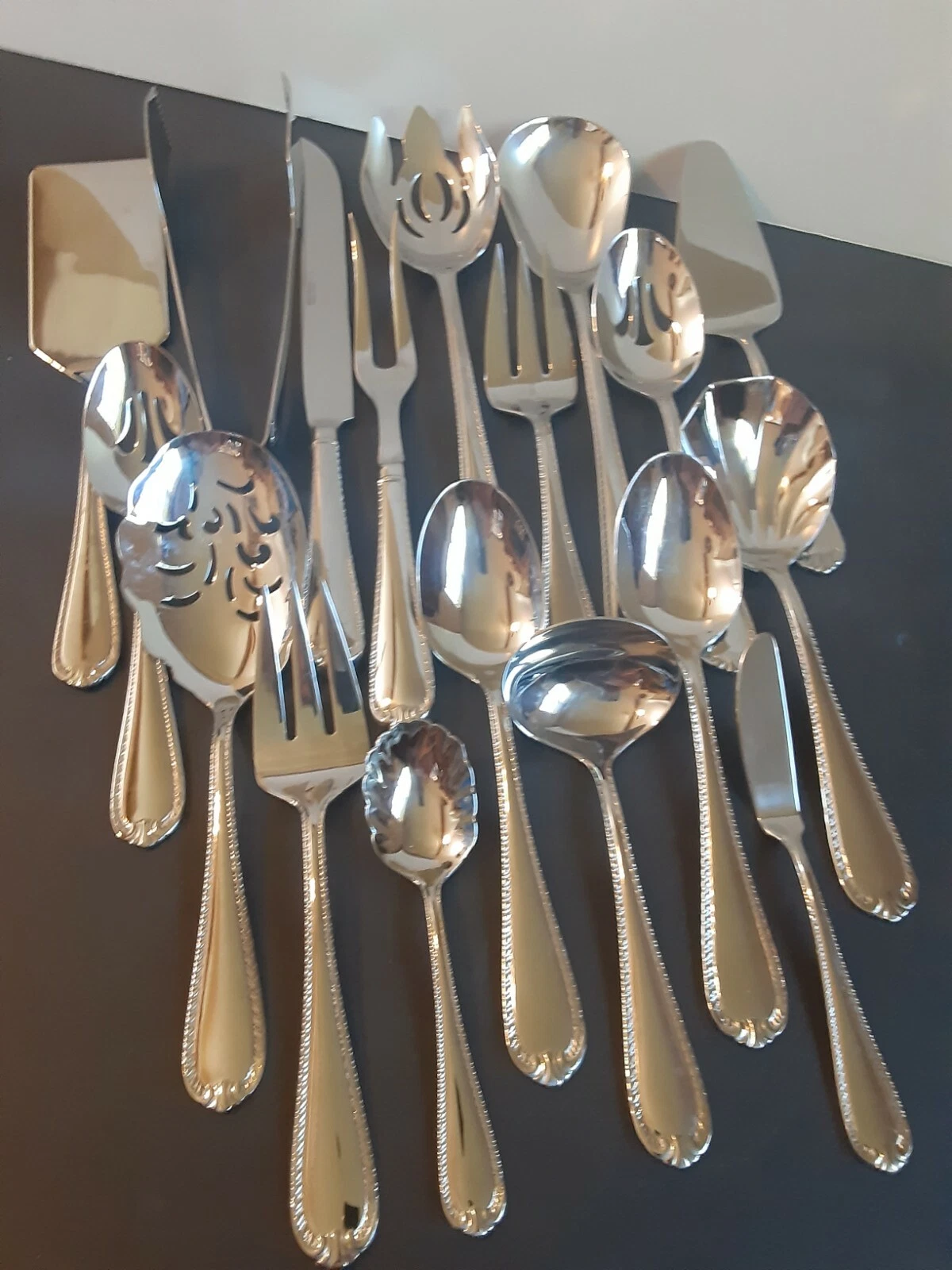 Reed Barton DOMAIN Serving Set Pieces Stainless Steel Spoon Tongs Fork 18pcs