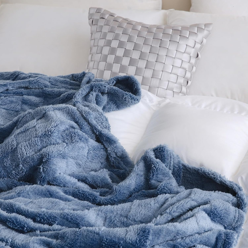 Dusty Blue Fleece Throw Blanket 50”×60” for Couch Sofa Bed,Super Soft Cozy Plush - Picture 3 of 12