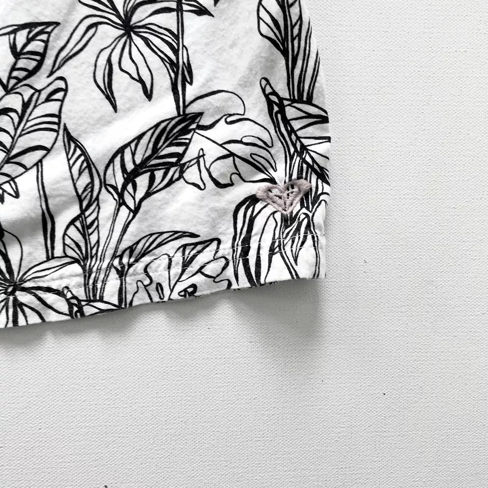 Vestido Roxy Niña Línea A Talla 10 Negro Blanco Tropical Floral Boho Informal Verano Foto 2 de 4