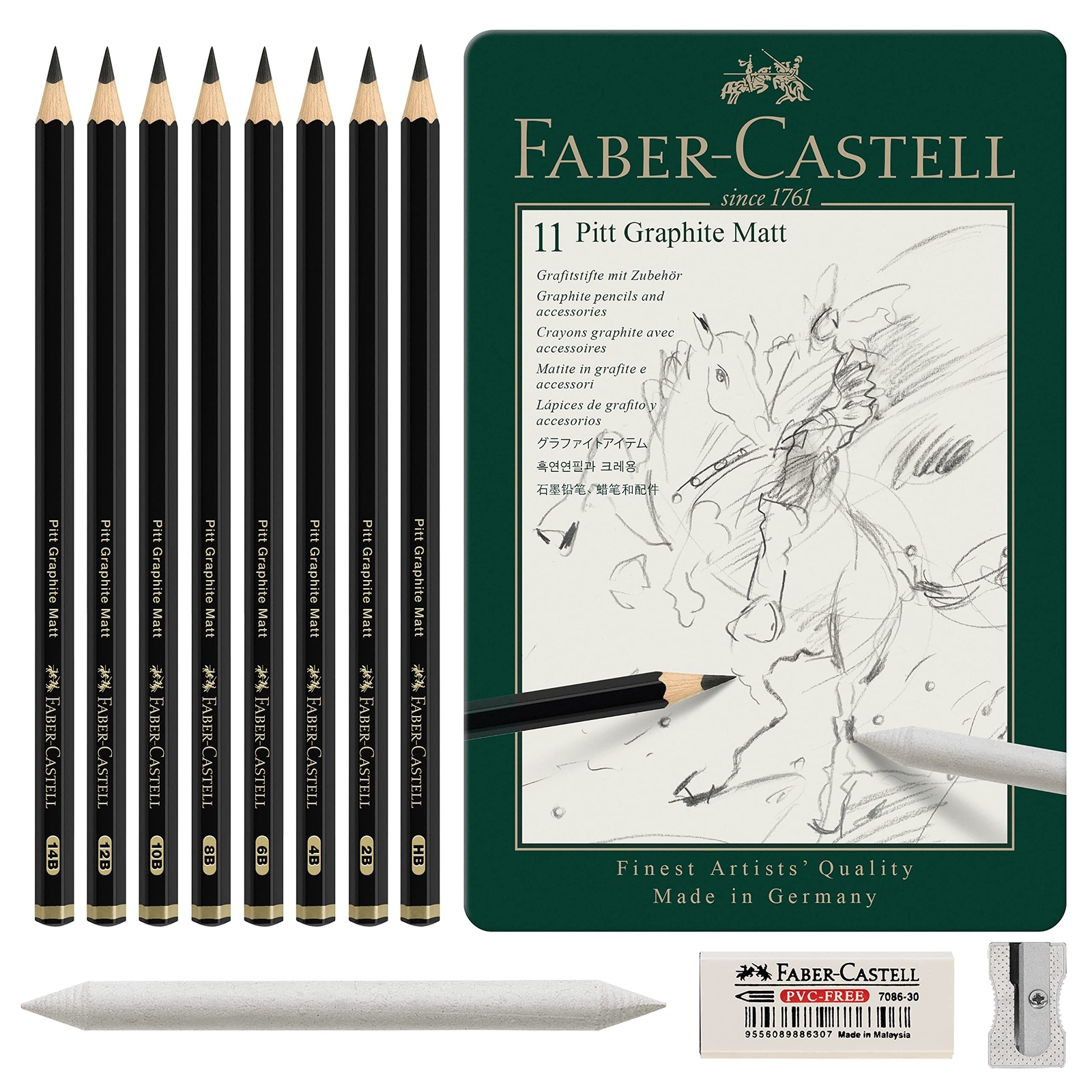Faber-Castell Graphite Pencil Set Pitt Graphite Matt Tin Of 11, Fc115220 Case Of