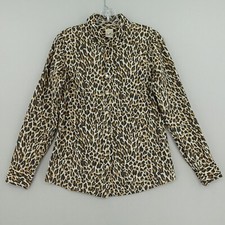 J Crew The Perfect Shirt Womens 4 Animal Print Leopard Long Sleeve Button Up