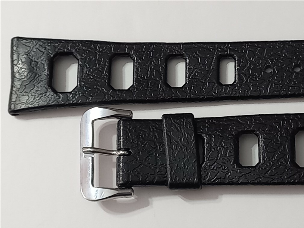 Bracelet De Montre Vintage 14mm – Plastique/caoutchouc Noir, Boucle Métal Argent, NOS