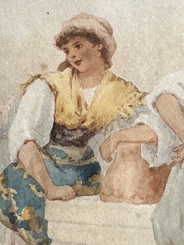 Fanny Mearns - f1. 1870-1881 - Figuras en paisaje (Malta / Venecia) bellas artes - Imagen 2 de 16