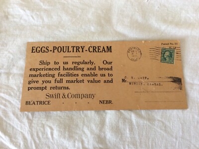 1922 Swift & Co Egg Poultry Cream Price List Beatrice Nebraska GE Saip Munden KS
