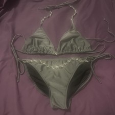Xhilaration Grey Chains Bikini Set Size Large