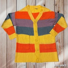 Lularoe LUCILLE Bright Striped Oversize V-neck cardigan Sweater Medium