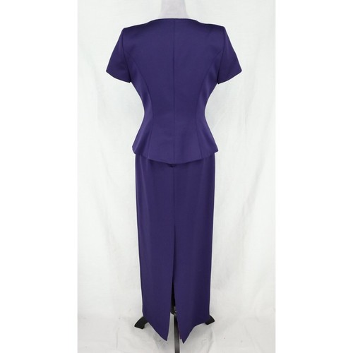 Alex Evenings Skirt Suit Petites 8P Blue Satin Rhinestone Formal Wedding Mob Mog - Picture 2 of 22