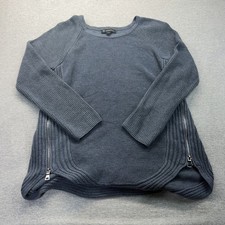 INC International Concepts Women Blue Ribbed Side Zip Sweater XL