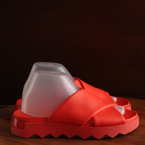 Sorel Sandals WMS SZ 10 Red Orange Viibe Crisscross Slide Coastal Platform Shoes