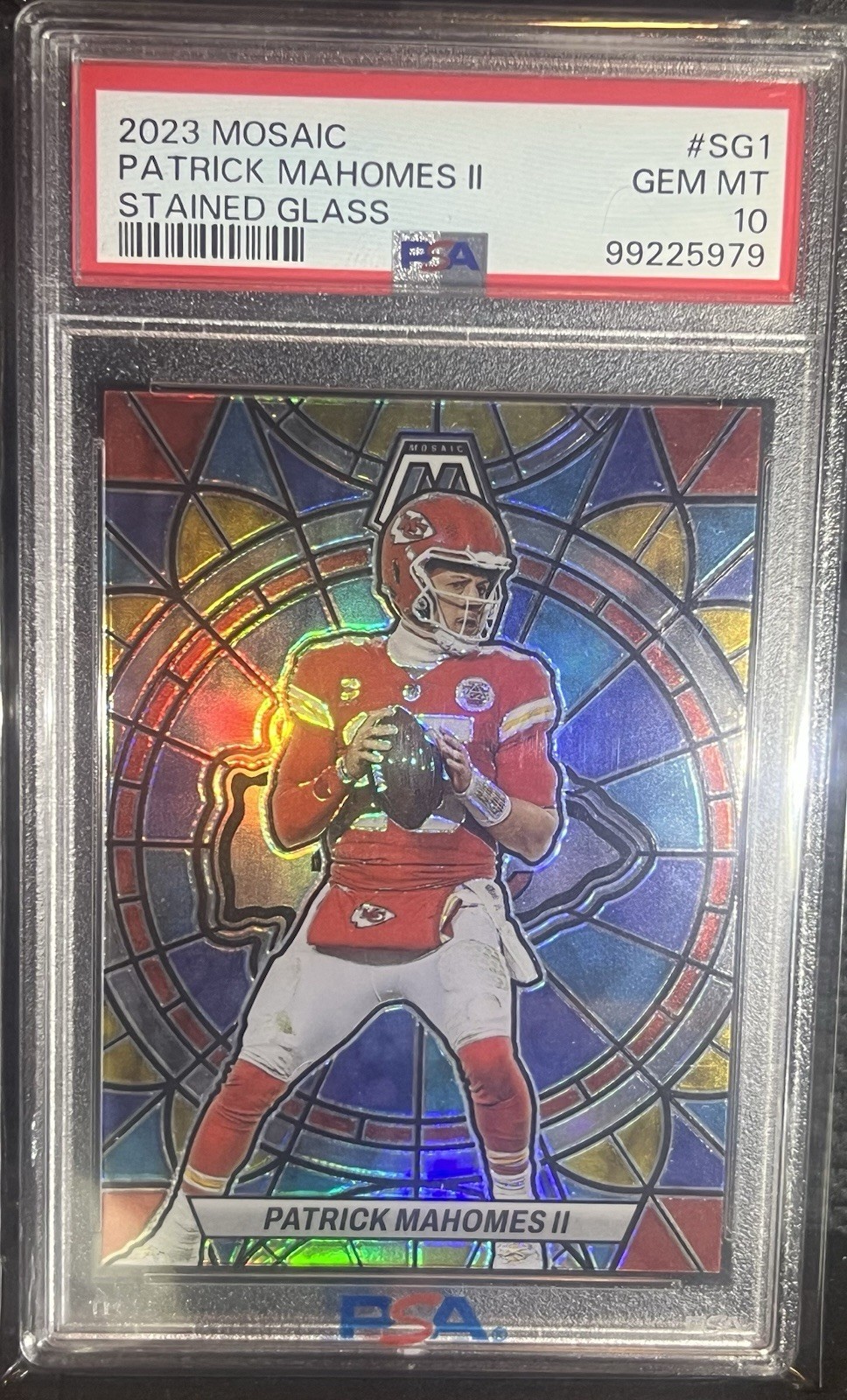 2023 Patrick Mahomes Mosaic Stained Glass SG1 PSA 10 Kansas City Chiefs Case Hit