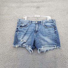 Silver Jeans Shorts Womens Size 14 Blue Distressed Frayed Hem Boyfriend Fit