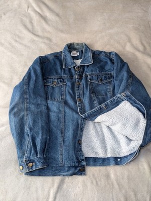 LADA Brand Men s XLarge Vintage Denim Sherpa Lined Jacket Button-up